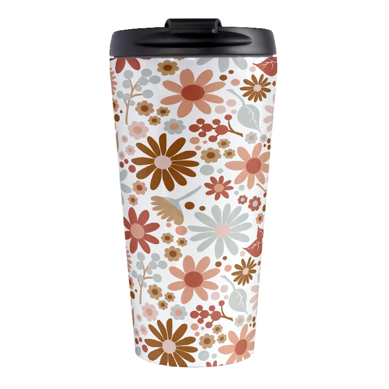 travel mugs with name for gifts -Boho Summer Flowers Travel Mug