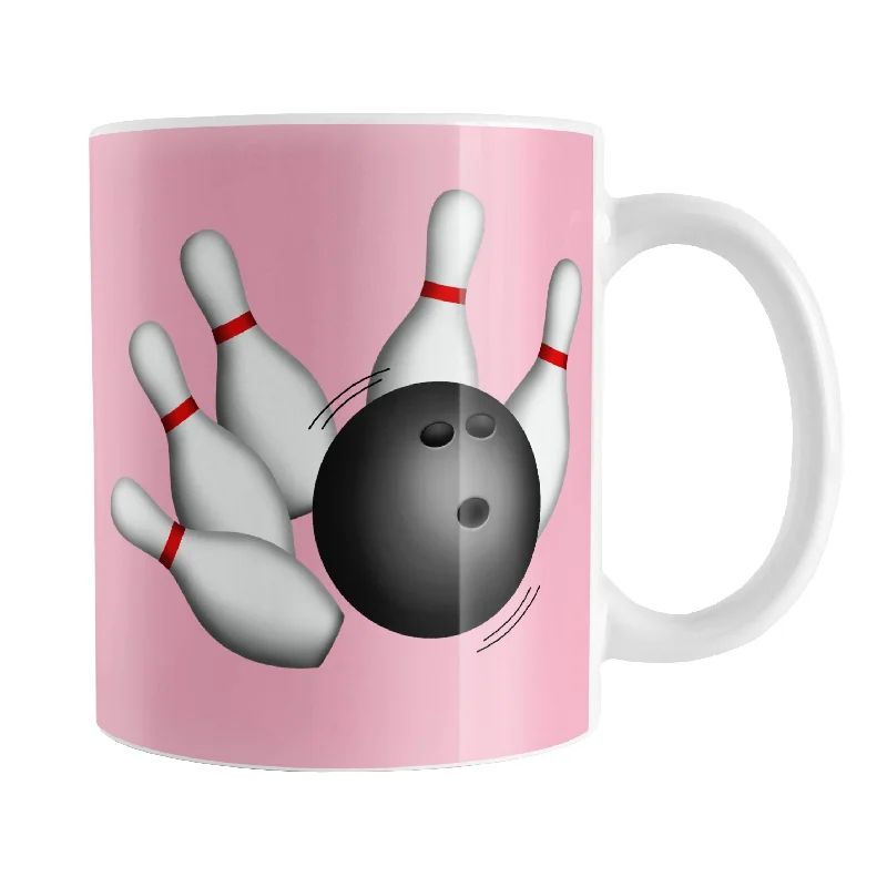 unique custom travel mugs -Bowling Ball and Pins Pink Bowling Mug