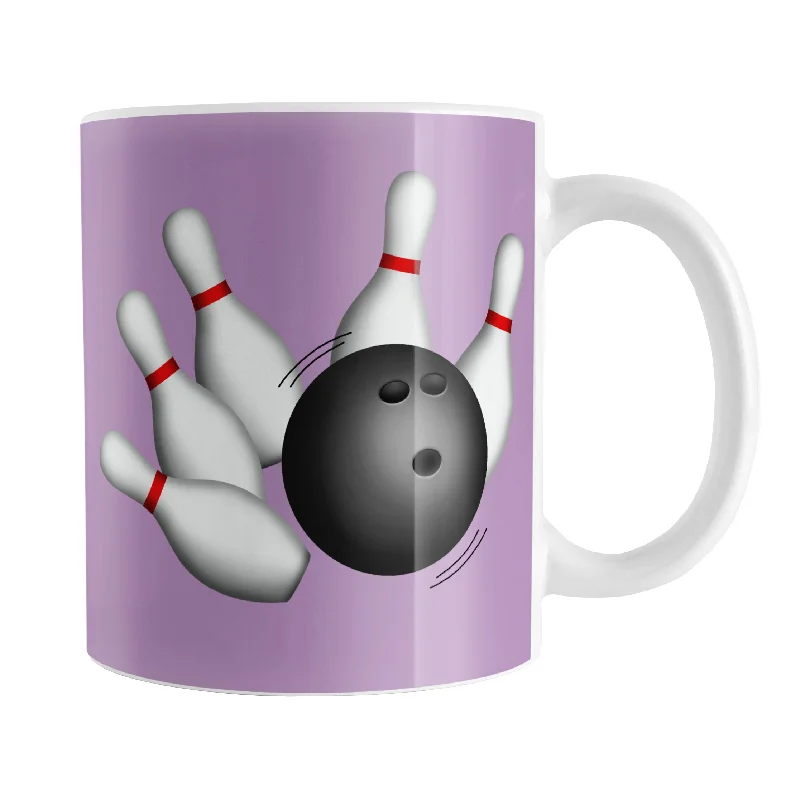 ceramic mugs with beautiful patterns -Bowling Ball and Pins Purple Bowling Mug