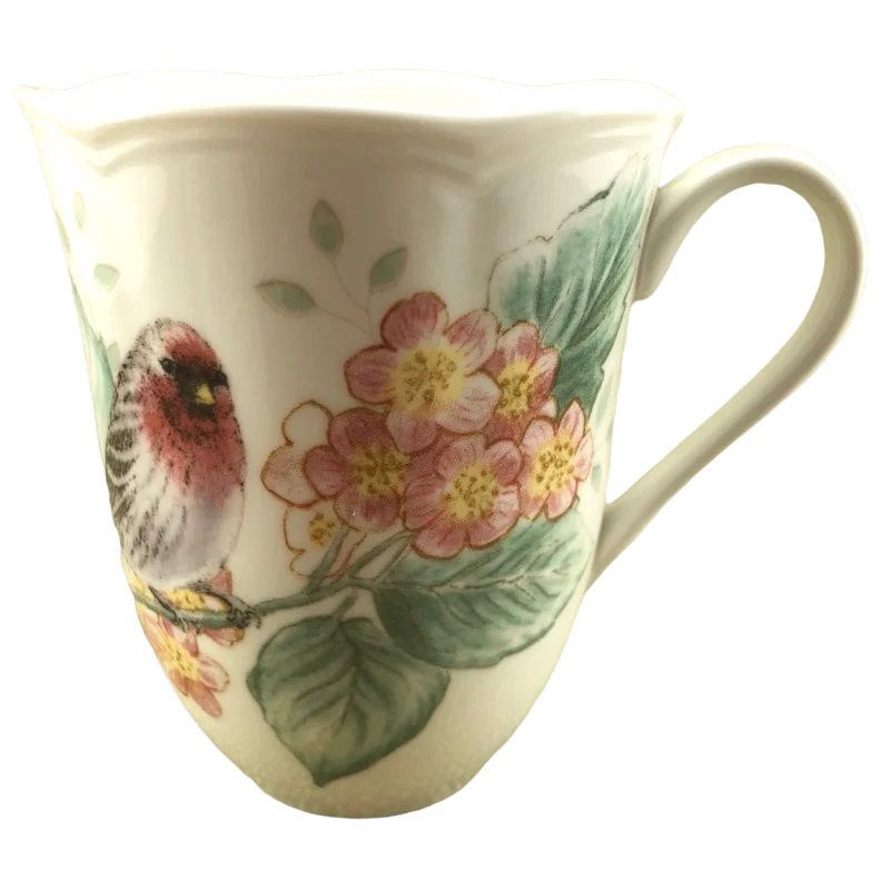 coffee mugs for team gifts -Butterfly Meadow Red Poll Finch Mug Lenox