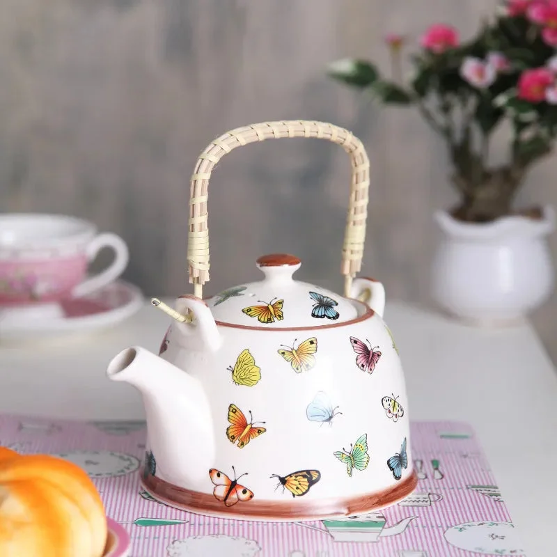 insulated cups with photo print -Delicate Butterfly Bliss Ceramic Teapot | 4 x 6 inches