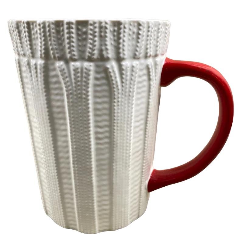 unique personalized coffee cups -Cable Knit Sweater With Red Handle Mug Hallmark NEW