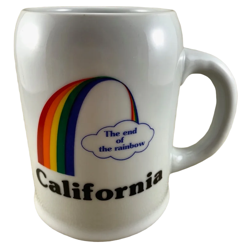 travel coffee mugs with custom prints -California The End Of The Rainbow Oversized Mug Papel