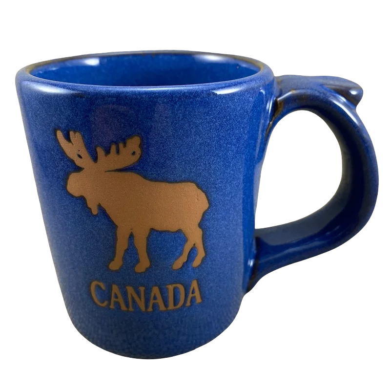 coffee mugs with beautiful patterns -Canada Moose Etched Mug