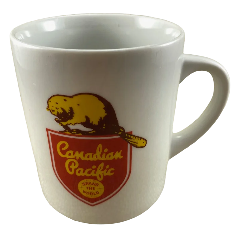 funny coffee cups for friends gifts -Canadian Pacific Railway Spans The World Beaver Logo Mug