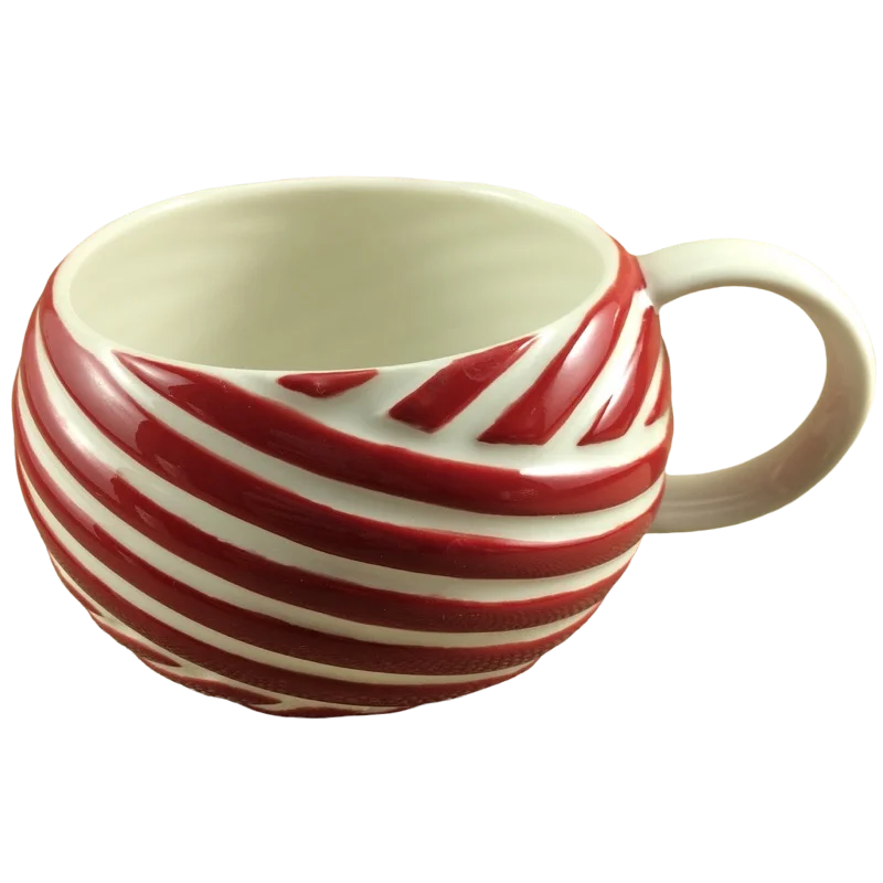 personalized ceramic tea mugs -Candy Cane Peppermint Red & White 12oz Striped Mug 2013 Starbucks