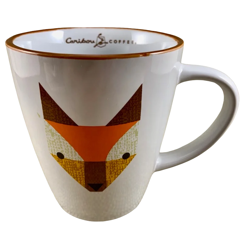 glass tea mugs with lid -Caribou Coffee Fox Mug