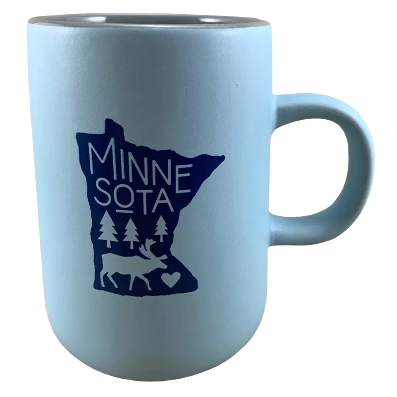 custom mugs with funny images -Caribou Coffee Minnesota Uffda Duck Moose Blue Mug