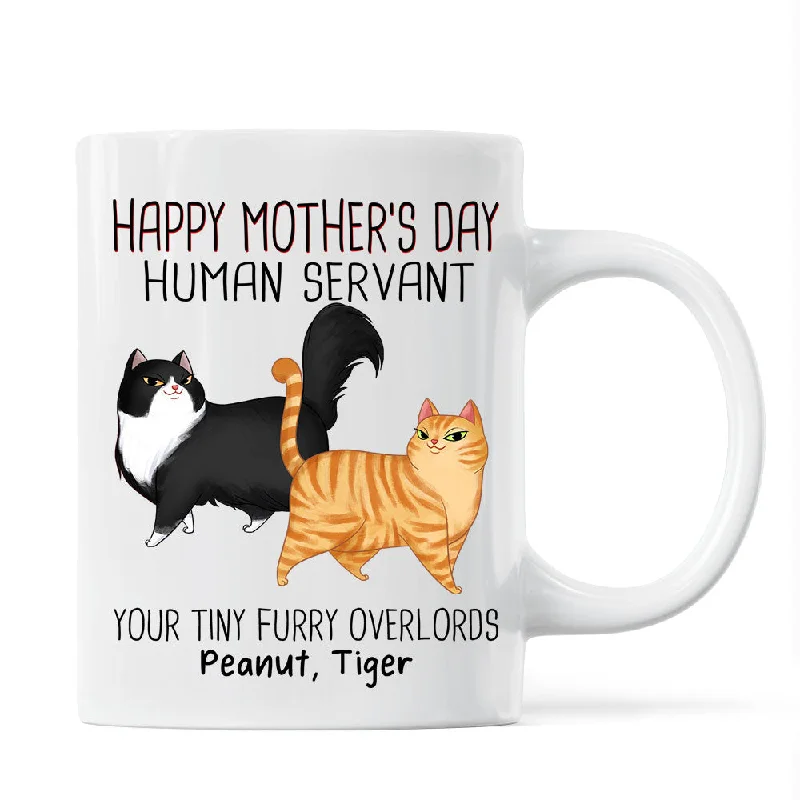 insulated coffee cups for winter -Cartoon Walking Cat Happy Mother‘s Day Human Servant Personalized Mug