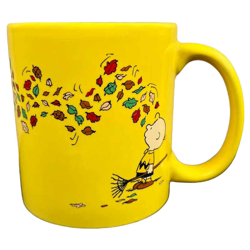 luxury insulated coffee tumblers -Charlie Brown Raking Colorful Autumn Leaves Mug Peanuts Worldwide