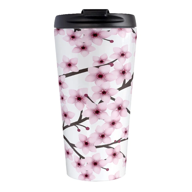 stainless steel coffee mugs for camping trips -Cherry Blossom Travel Mug