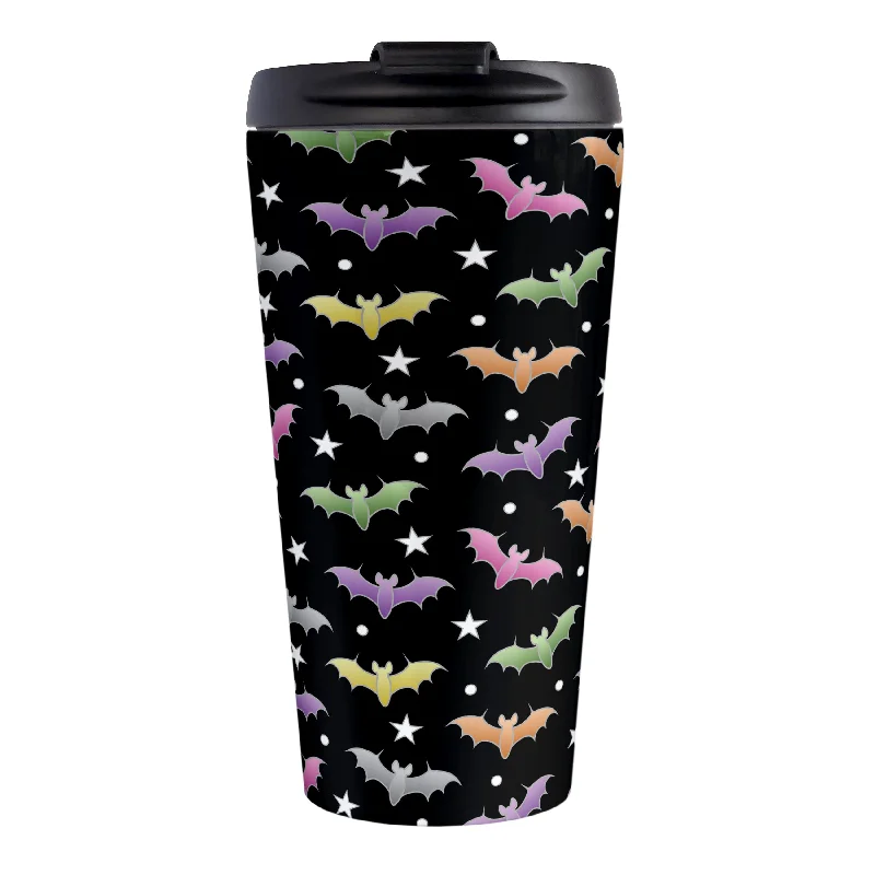 personalized glass coffee cups for wedding -Colorful Bats Travel Mug