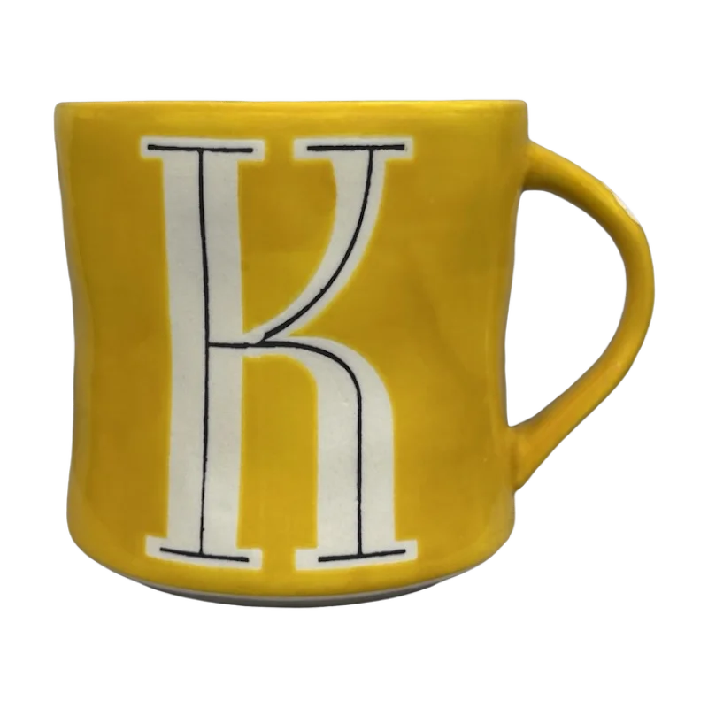 custom mugs for family gifts -Colorway Hand Painted Letter "K" Monogram Initial Mug Anthropologie