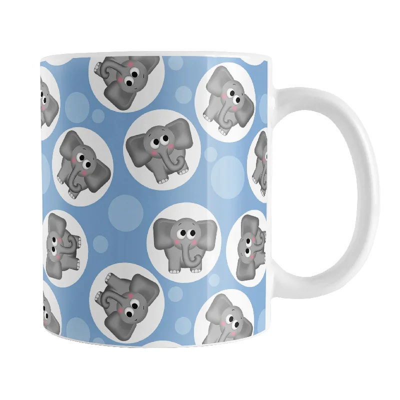 travel mugs with lid and straw -Cute Blue Elephant Pattern Mug