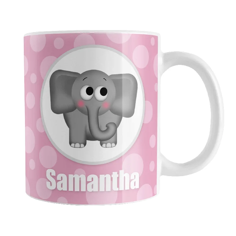 cute coffee mugs for coworkers -Personalized Cute Elephant Bubbly Pink Mug