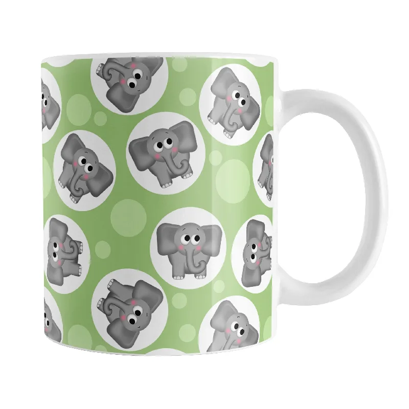 insulated cups with photo print -Cute Green Elephant Pattern Mug