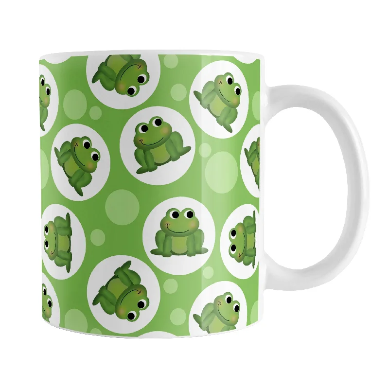 insulated coffee cups with straw -Cute Green Frog Pattern Mug