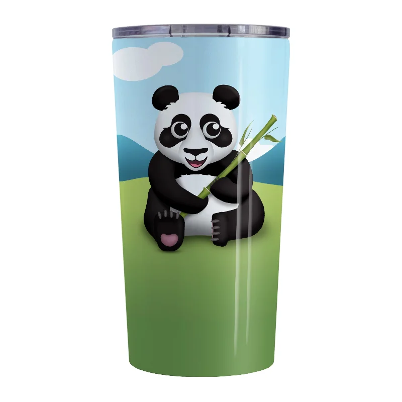 stylish travel coffee mugs -Cute Panda with Bamboo Tumbler Cup