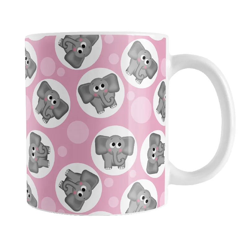 best personalized coffee tumblers -Cute Pink Elephant Pattern Mug