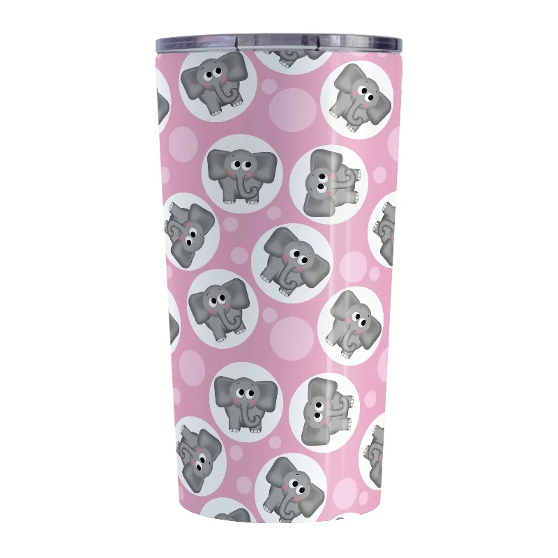 insulated stainless steel coffee mugs -Cute Pink Elephant Pattern Tumbler Cup