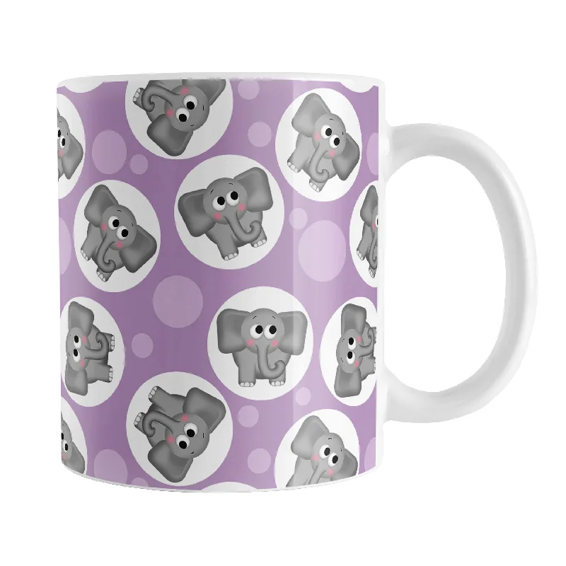 glass tea mugs with lid -Cute Purple Elephant Pattern Mug