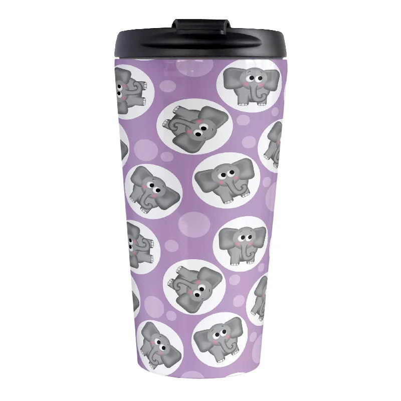 funny personalized coffee cups -Cute Purple Elephant Pattern Travel Mug