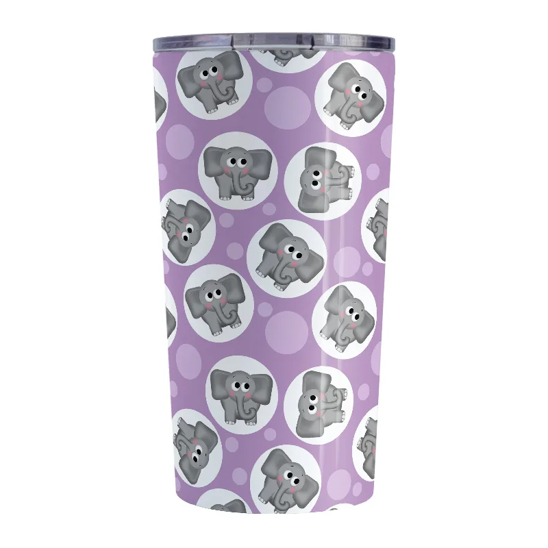 custom ceramic mugs for wedding -Cute Purple Elephant Pattern Tumbler Cup