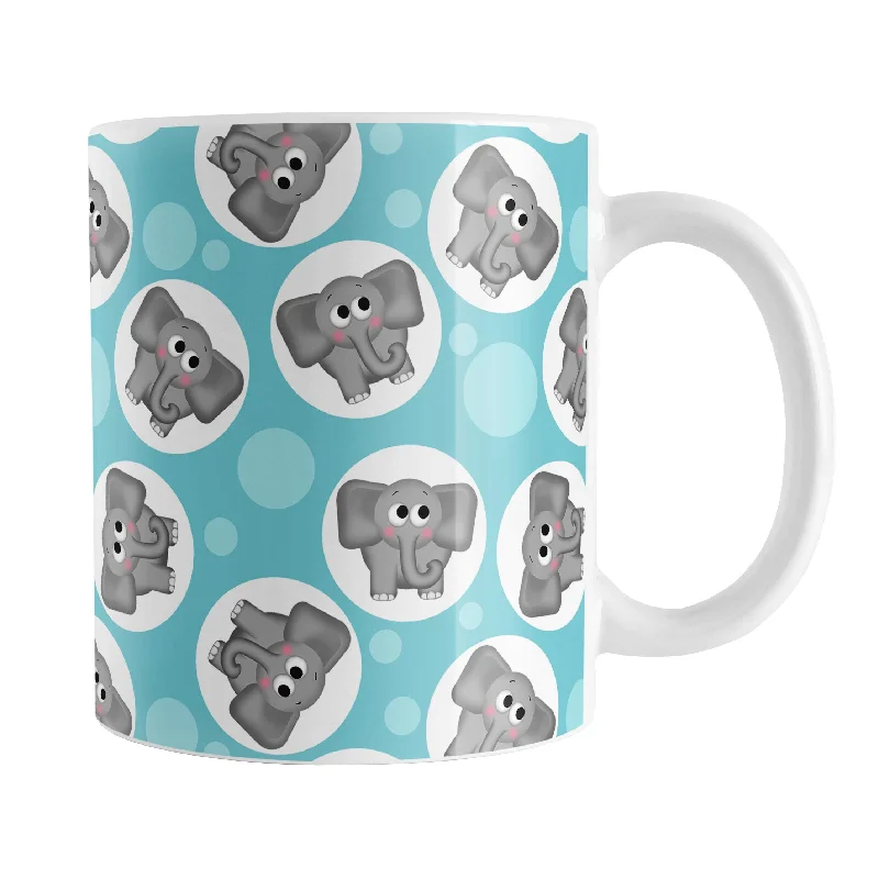 personalized ceramic tea cups -Cute Turquoise Elephant Pattern Mug