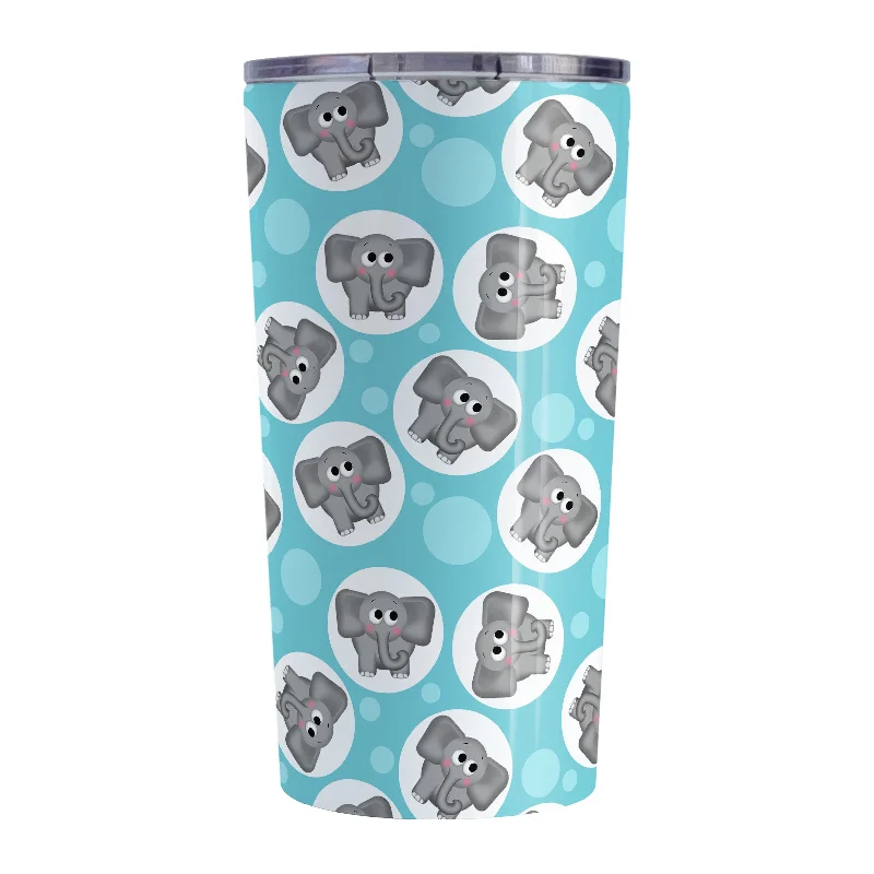 cute ceramic coffee cups -Cute Turquoise Elephant Pattern Tumbler Cup