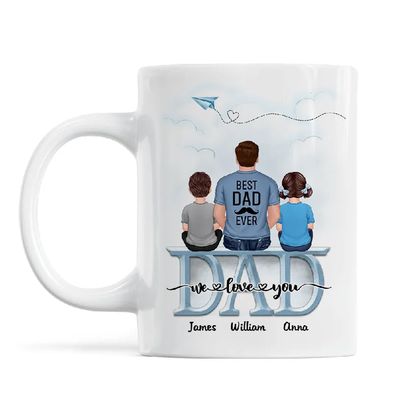 eco friendly custom coffee cups -Dad Grandpa And Kids On Text Personalized Mug, Father's Day Gift For Dad, Grandpa, Husband