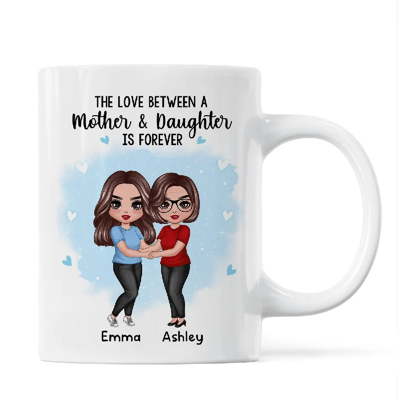 glass tea mugs with lid -Doll Mother Daughters Hugging Like Mother Like Daughter Personalized Mug