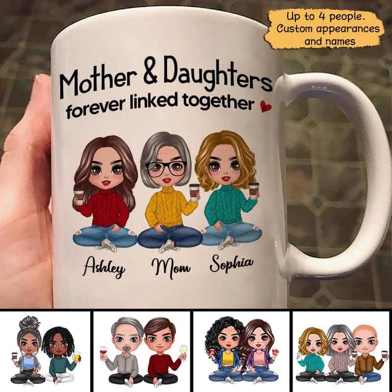 custom printed ceramic coffee mugs -Doll Family Gift For Mom Dad Son Daughter Personalized Mug