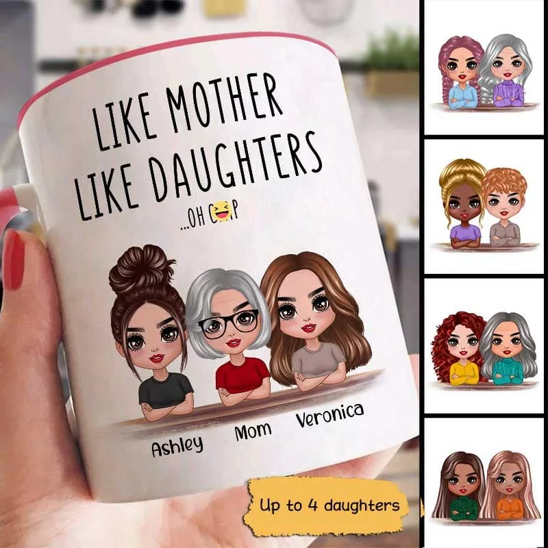 engraved coffee mugs with names -Doll Women Gift For Mom Mother And Daughter Personalized Mug