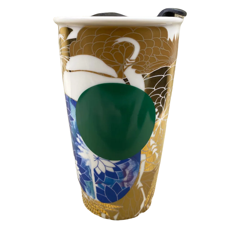 personalized coffee tumblers for family -Dot Collection Green Dot Scarab Beetle Gold Floral 12oz Tumbler 2014 Starbucks