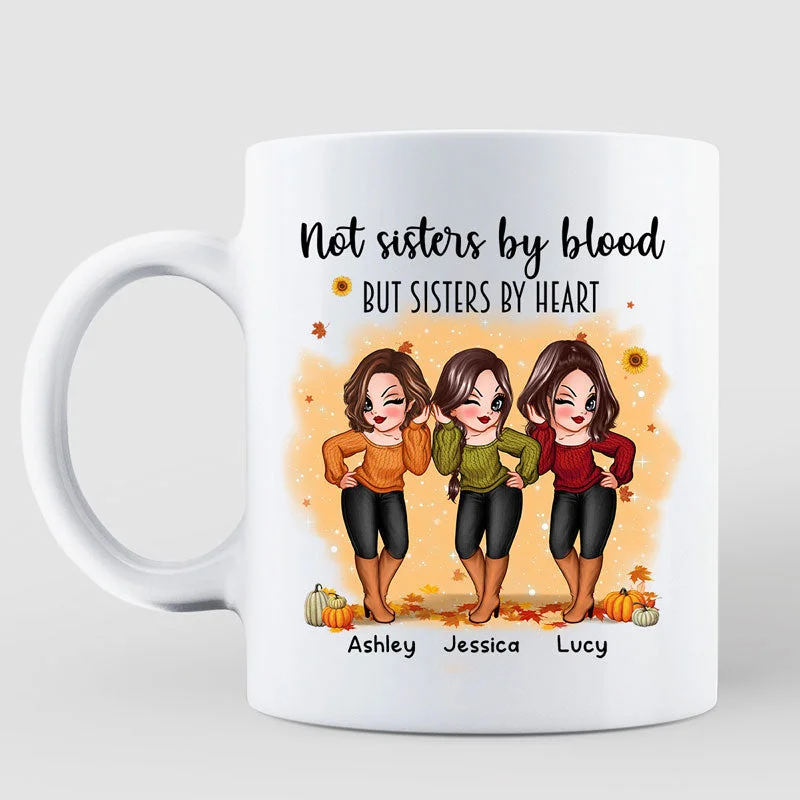 stylish travel coffee mugs -Fall Season Pretty Best Friends Sisters Personalized Mug  (11oz)