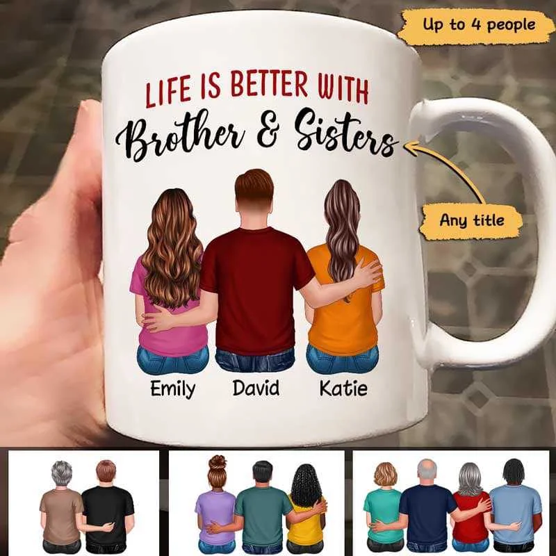 personalized ceramic coffee cups for gifts -Family Besties Siblings Gift Personalized Mug