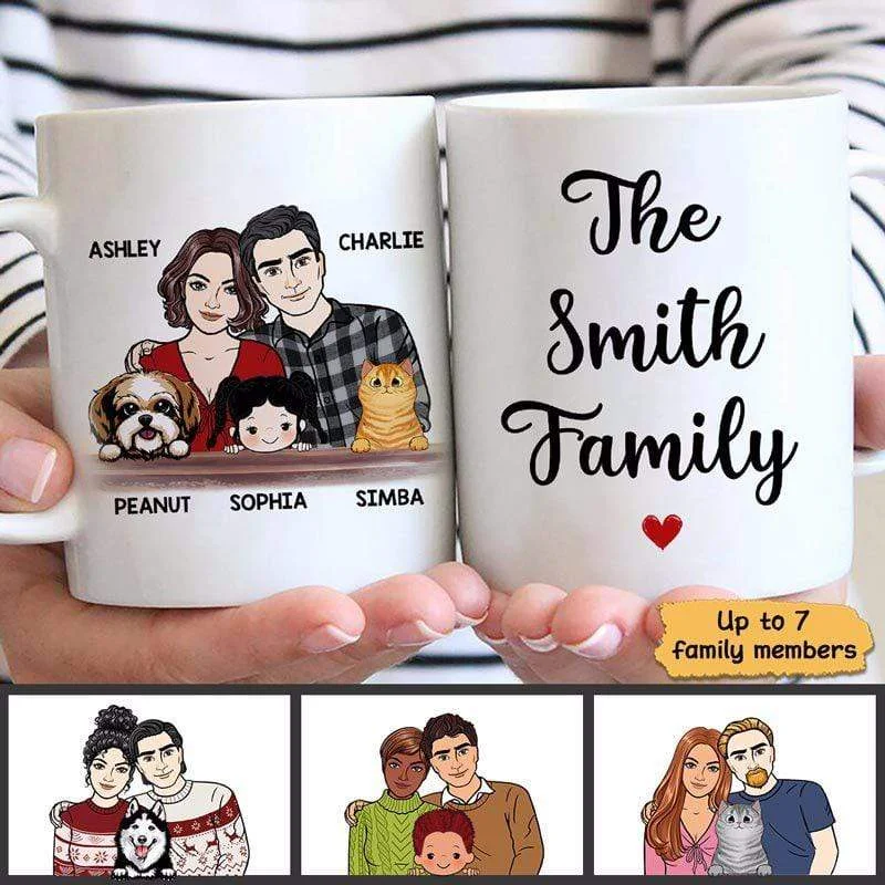 best custom tea tumblers -Family Couple Husband Wife Kids Dog Cat Personalized Mug