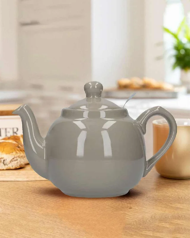 cute travel mugs for men -Farmhouse Grey Glossy Finish Stoneware Teapot | 900 ML