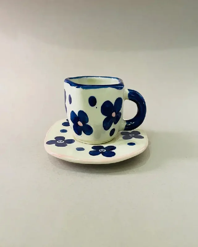 funny coffee cups for coworkers -Floral Design Ceramic Cup & Saucer