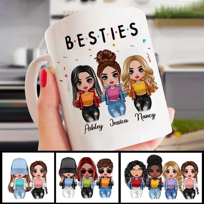 double insulated coffee cups -Friends Sisters Besties Cool Doll Personalized Mug