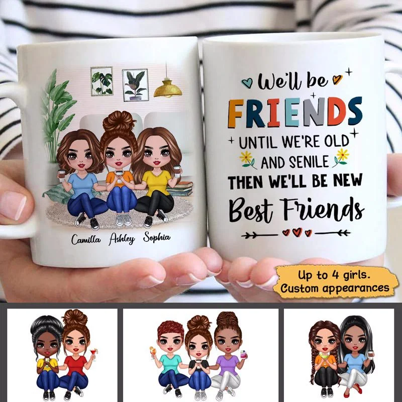 custom mugs with photos for gifts -Friends Until Old Senile Besties Gift For Best Friend Personalized Mug