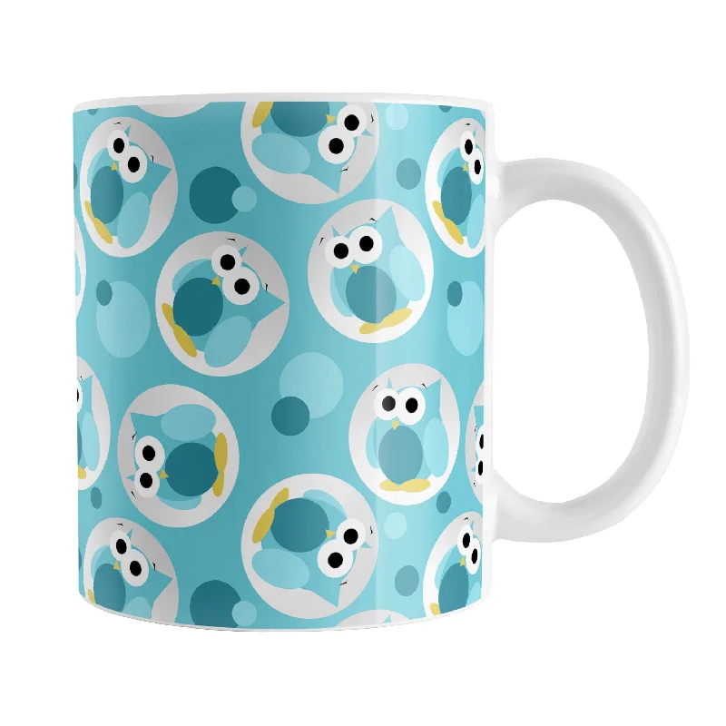 personalized tea mugs for gifts -Funny Cute Turquoise Owl Pattern Mug