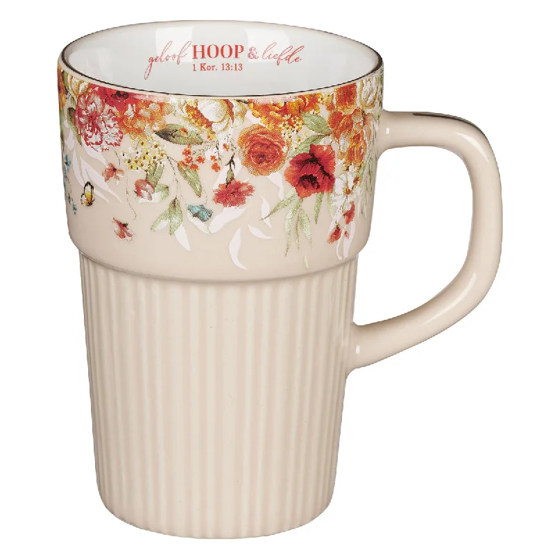 insulated tea cups with lid -Geloof Hoop en Liefde Afrikaans Ceramic Mug