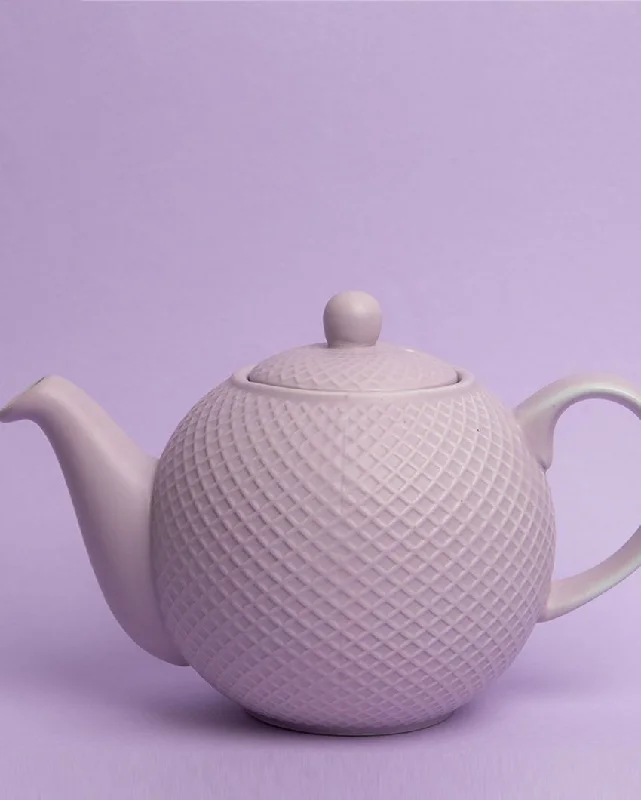 custom coffee mugs for work events -Globe Lilac Textured Teapot with Strainer Spout | 9 x 5 x 6 inches