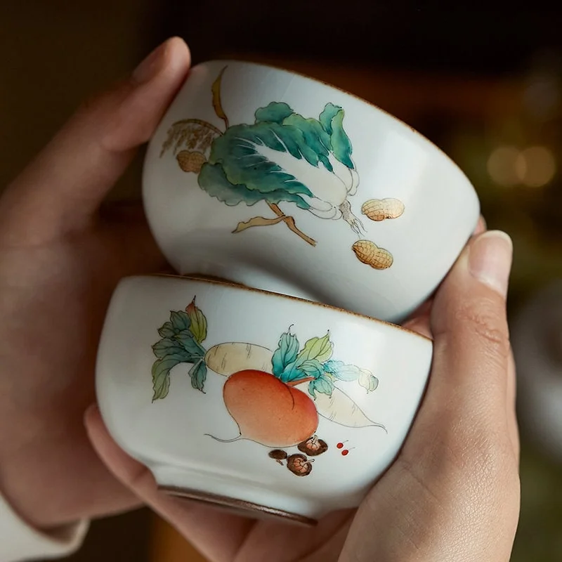 custom glass coffee cups -Gohobi Hand-painted Ceramic Vegetables Tea Cup