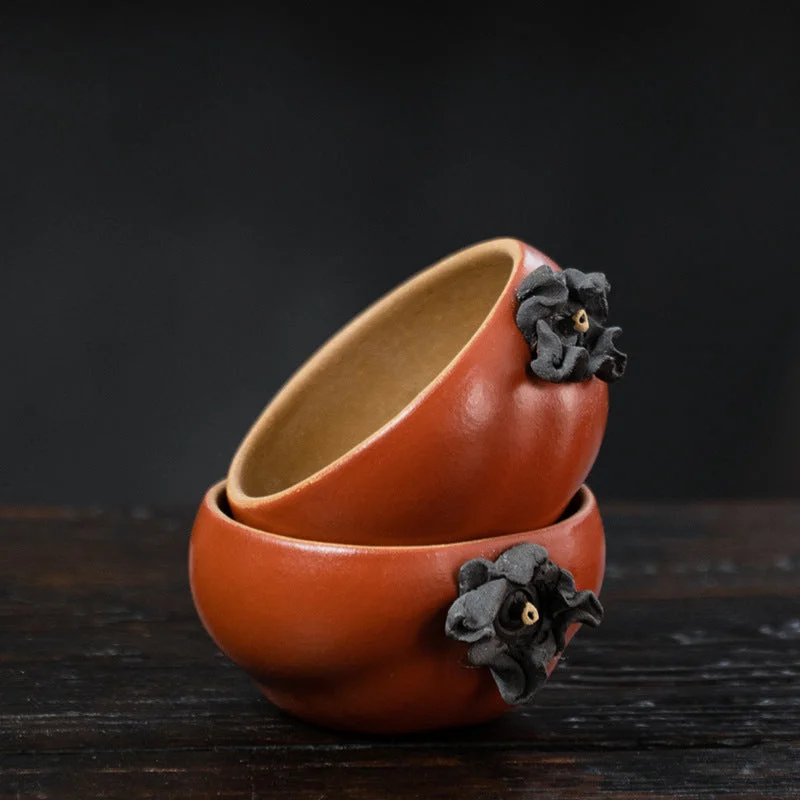 cute coffee cups for kids -Gohobi Handmade Ceramic Persimmon Tea Cup