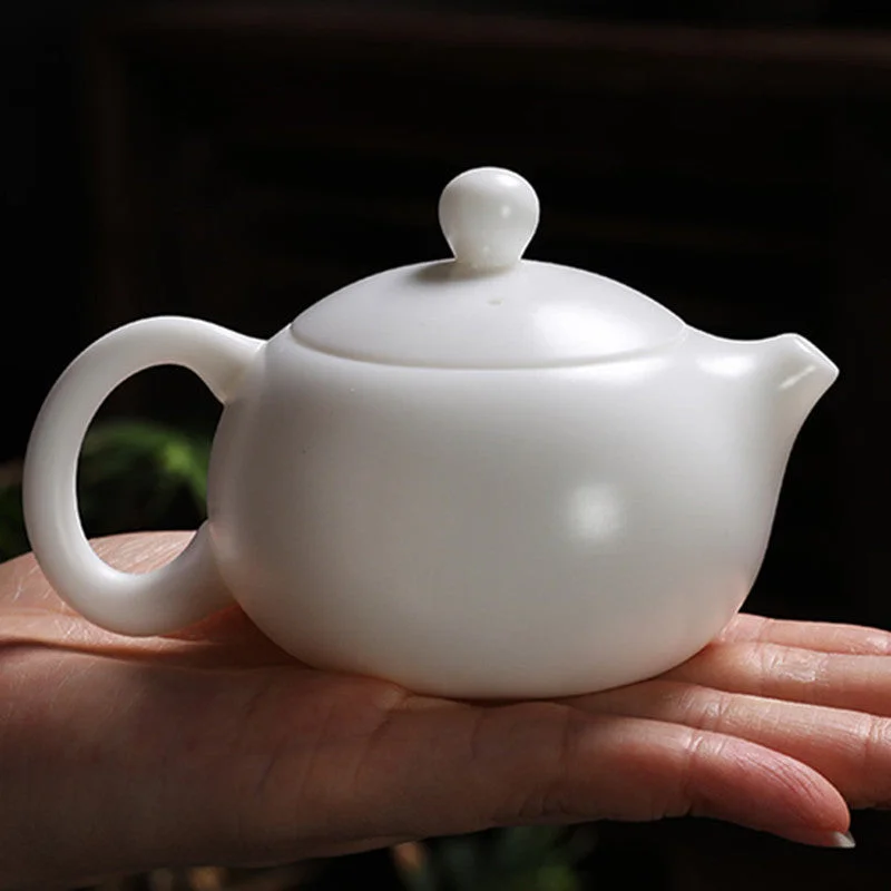 creative coffee mugs for office -Gohobi Handmade Jade White Ceramic Teaware Teapot Tea cup