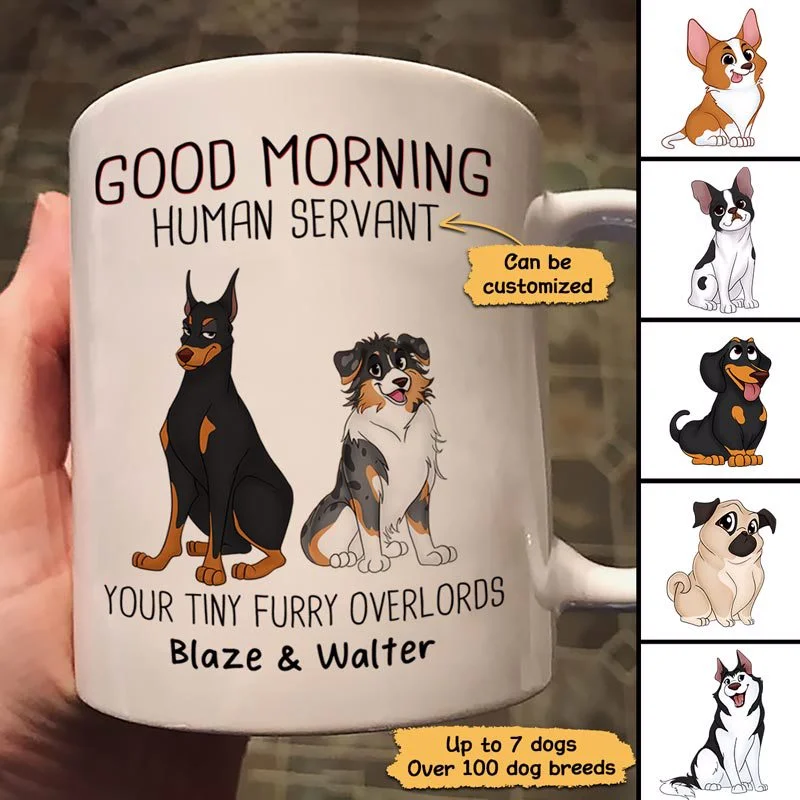 custom photo coffee tumblers -Good Morning Cute Sitting Dog Personalized Coffee Mug