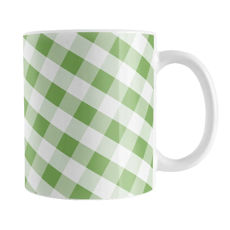 travel mugs with personalized name -Green Gingham Mug