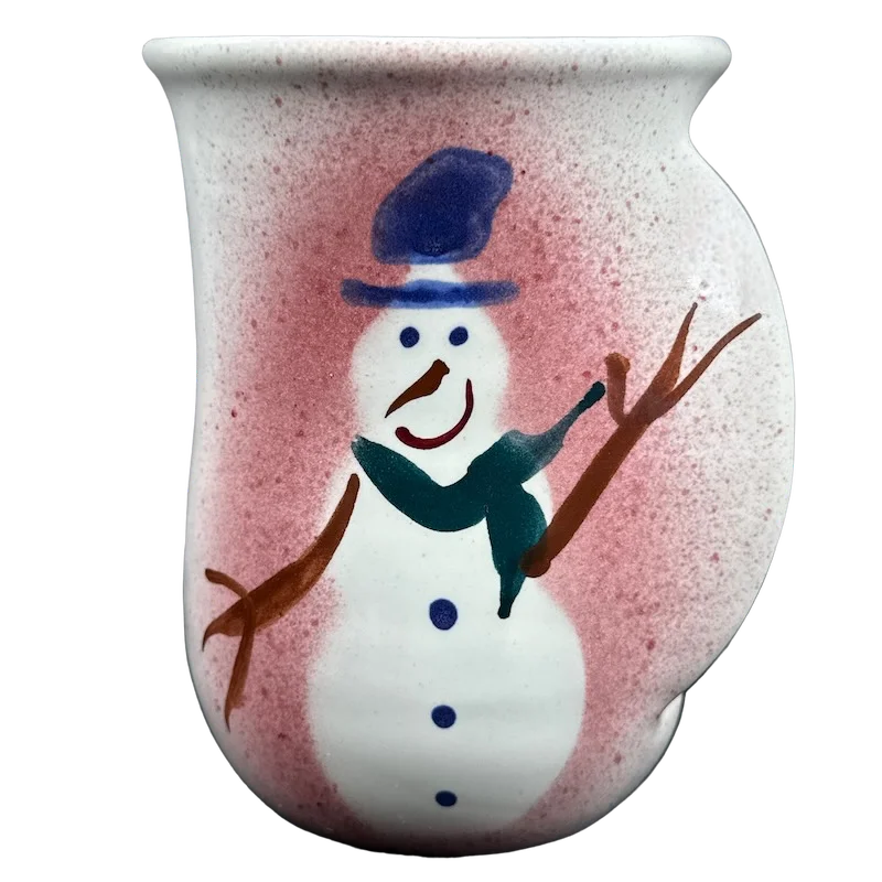 personalized glass coffee cups for wedding -Hand Warmer Pottery Mug Neher Snowman Left Hand Clay In Motion